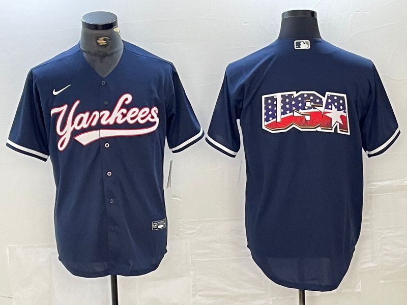 Men New York Yankees Blank Dark blue Second generation joint name Nike 2024 MLB Jersey style 4